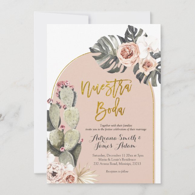 Invitation du Mariage espagnol Nuestra Boda (Devant)