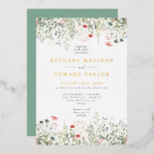 Invitation du Mariage fleur sauvage Foil