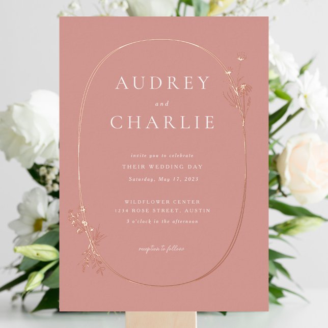 Invitation du Mariage fleur sauvage Wreath Foil (Créateur téléchargé)