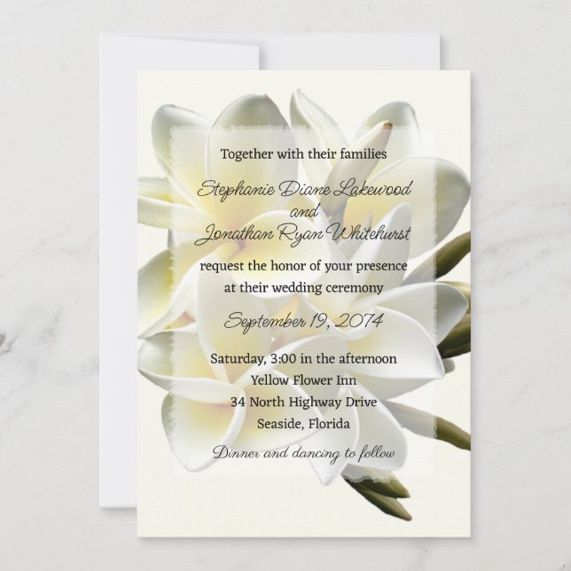 Invitation du Mariage hawaïen Frangipani (Devant)
