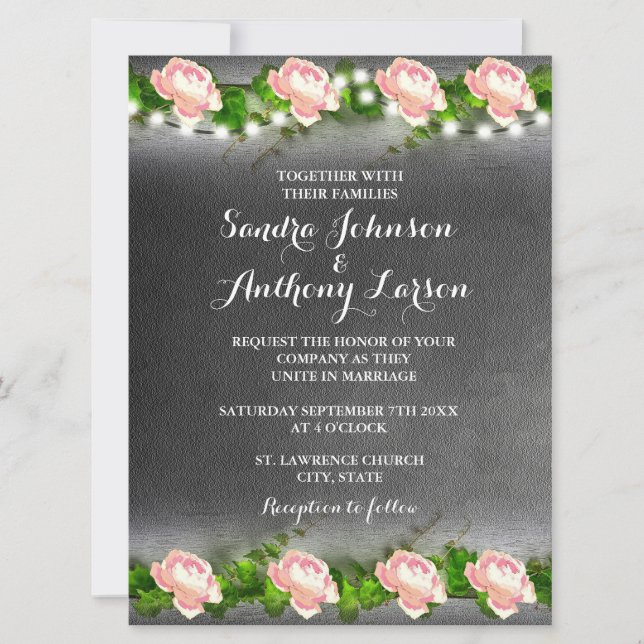 Invitation du Mariage Rose du tableau de bord (Devant)