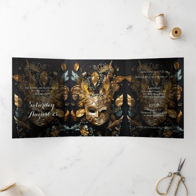Invitation du Masquerade Ball Quinceanera Party (Intérieur)