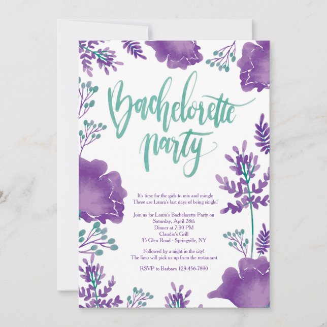 Invitation du Mauve Bachelorette Party (Devant)