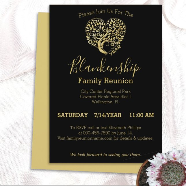 Invitation du Modèle de réunion de famille Gold He (Créateur téléchargé)