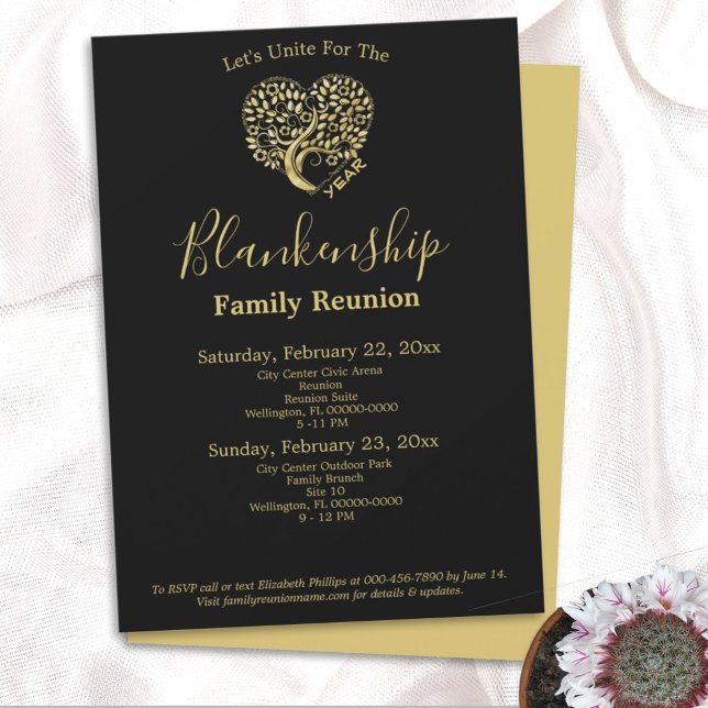 Invitation du Modèle de réunion de famille Gold He (Créateur téléchargé)