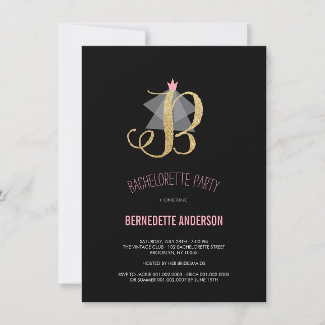 Invitation du Monogramme Gold Parties scintillant  (Devant)