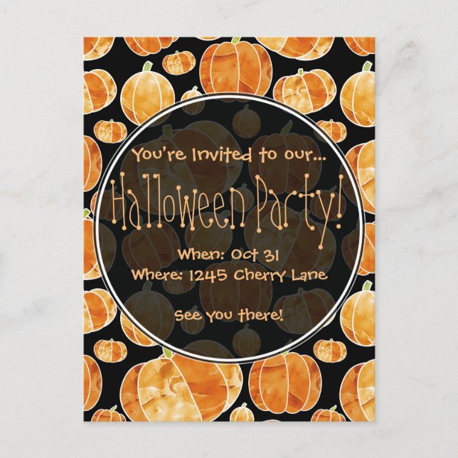 Invitation du Motif Citrouille Halloween (Devant)