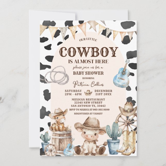 Invitation du Motif Cowboy Wild West Baby shower (Devant)