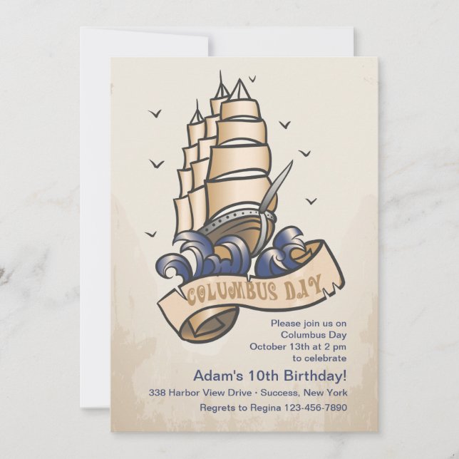 Invitation du navire Columbus Day (Devant)