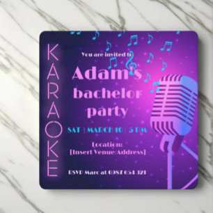 Invitation du Night Bachelor Party Neon Karaoke