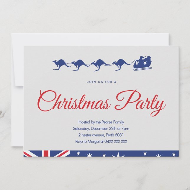 Invitation du Noël australien père Noël traîneau (Devant)