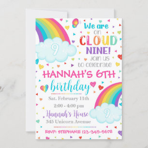 Invitation du nuage 9, 9e anniversaire Invitation