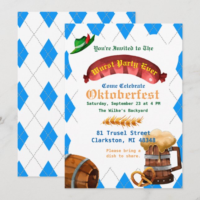 Invitation du Oktoberfest Party (Devant / Derrière)