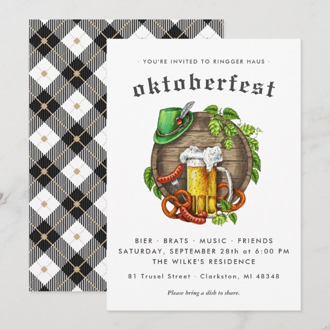 Invitation du Oktoberfest Party (Devant / Derrière)