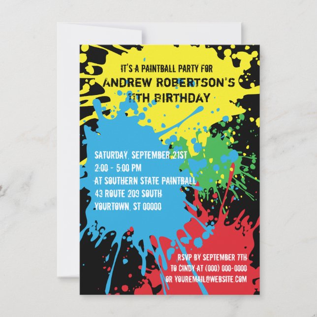 Invitation du Paintball Splat Party (Devant)
