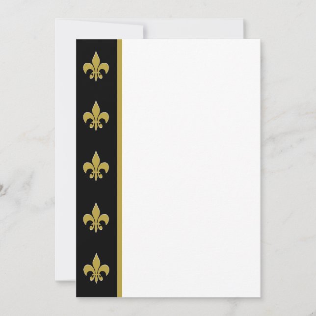 Invitation du panel Fleur de Lis Black and Gold (Devant)