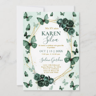 Invitation du papillon Emerald Quinceanera