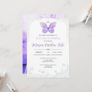 Invitation du papillon Quinceañera (espagnol)