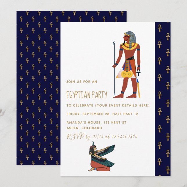 Invitation du parti à thème égyptien (Devant / Derrière)