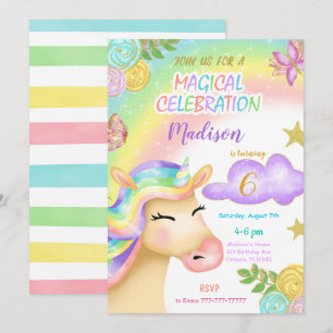 Invitation du parti Anniversaire de enfant Unicorn