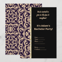 INVITATION DU PARTI BACHELOR MOTIF NOIR ET BLANC