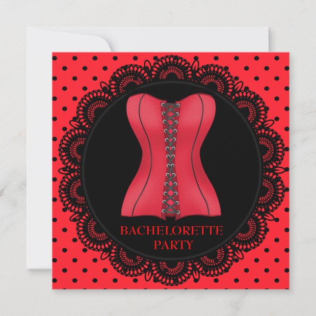 INVITATION DU PARTI BACHELORETTE DE LA CORSET ROUG (Devant)