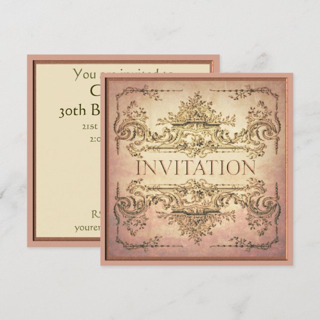 Invitation du parti baroque ornemental (Devant / Derrière)