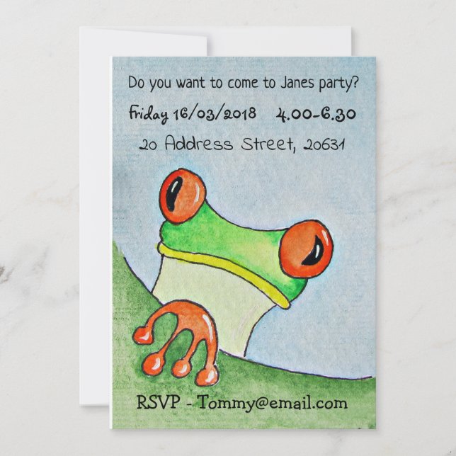 Invitation du parti Cute Frog (Devant)