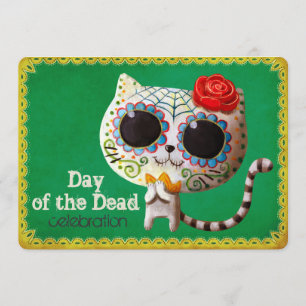 Invitation du Parti Cute White Cat Dia de Los Muer