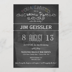 Invitation du parti Dadchelor dans la typographie 