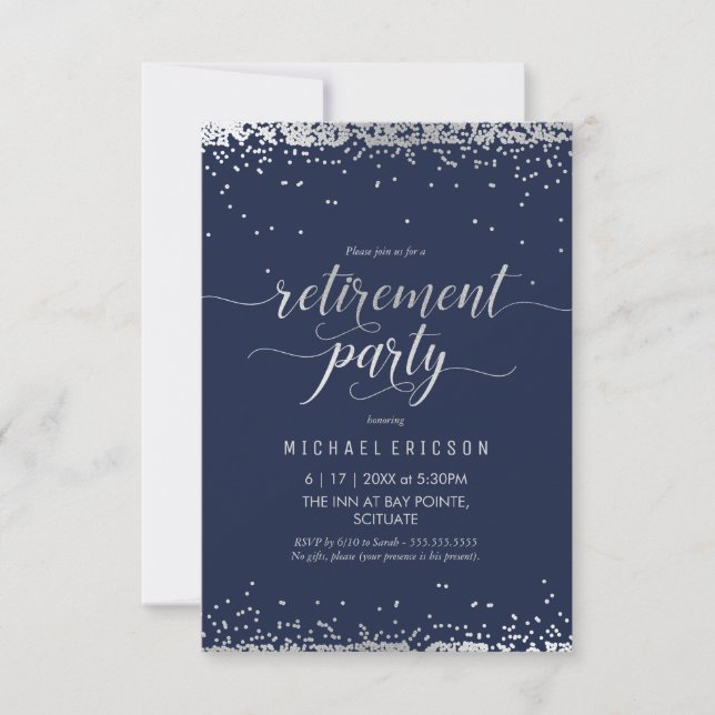 Invitation du parti de retraite - Argent élégant,  (Devant)