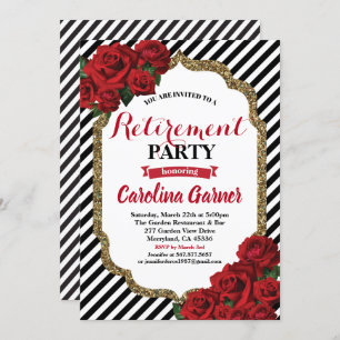 Invitation du parti de retraite aux roses rouges e