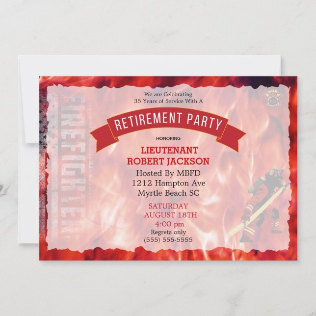 Invitation du parti de retraite des pompiers (Devant)