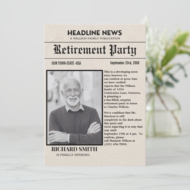 Invitation du parti de retraite du journal (Debout devant)
