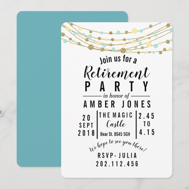 invitation du parti de retraite parties scintillan (Devant / Derrière)