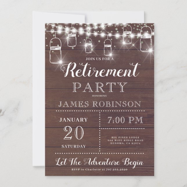 Invitation du parti de retraite Rustic Wood (Devant)