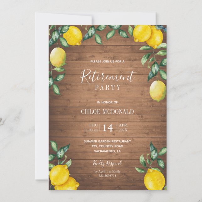 Invitation du parti de retraite rustique avec des  (Devant)