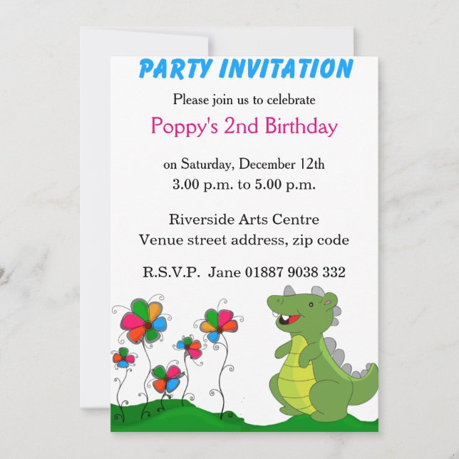 Invitation du parti Dinosaur (Devant)