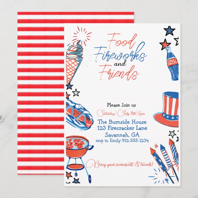 Invitation Du Parti Du 4 Juillet (Devant / Derrière)