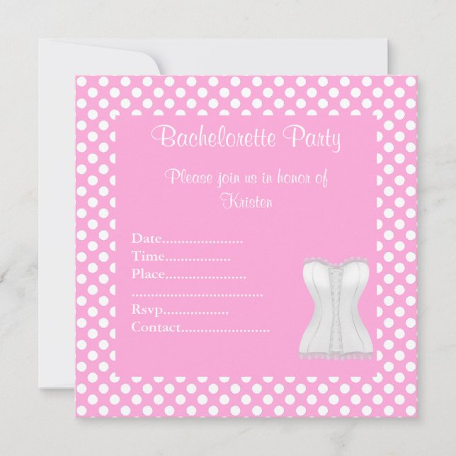 Invitation DU PARTI ÉLÉGANT POT PINK BACHELORETTE (Devant)