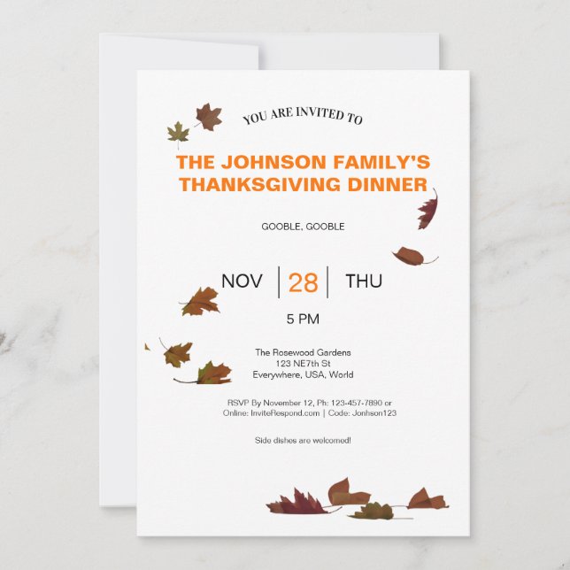 Invitation du Parti Feuille en chute (Devant)