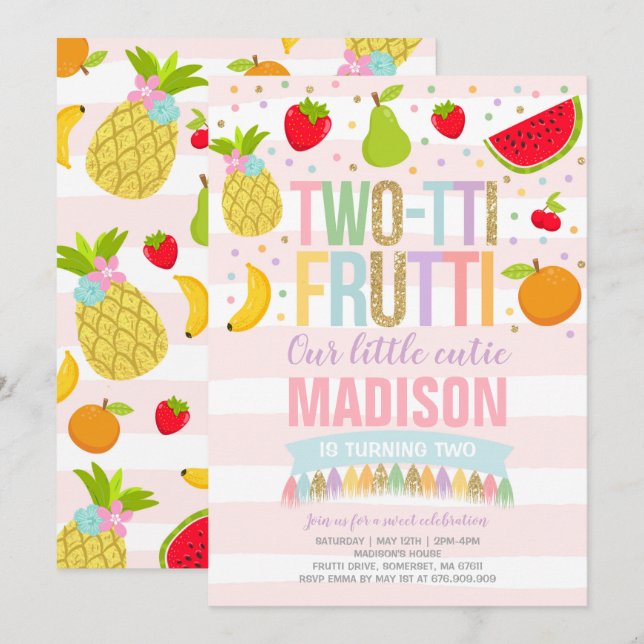Invitation du Parti Frutti à deux tti 2e fête d'an (Devant / Derrière)