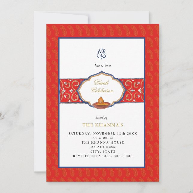 Invitation du parti Ganesh et DIya Diwali (Devant)