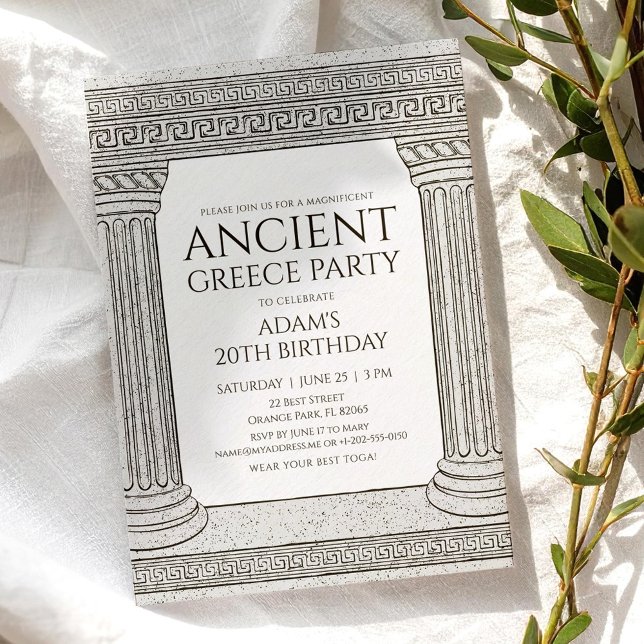 Invitation du parti Grèce antique avec deux colonn (Créateur téléchargé)