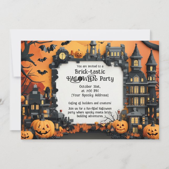 Invitation du parti HALLOWEEN en brique (Devant)