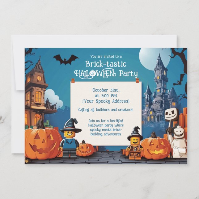 Invitation du parti HALLOWEEN en brique (Devant)
