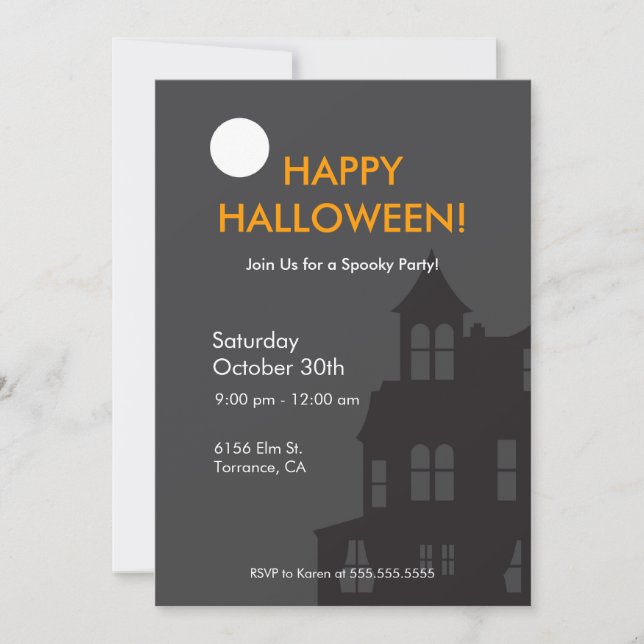 Invitation du parti Halloween House (Devant)