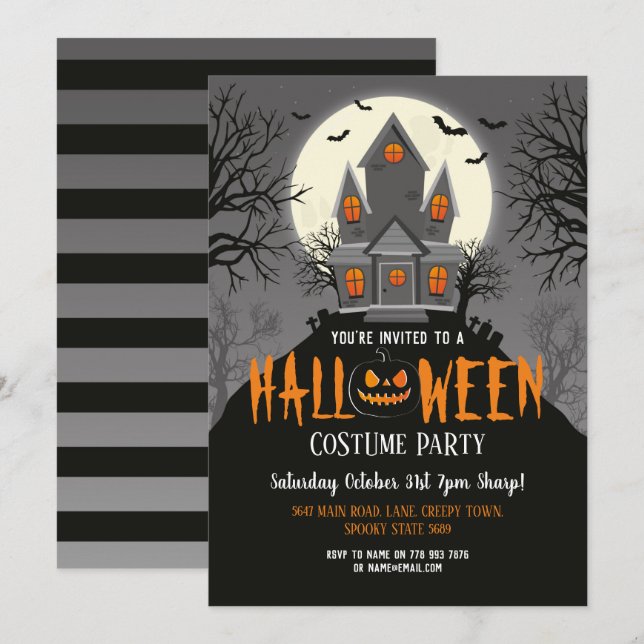 Invitation du parti Halloween House Déplaisant (Devant / Derrière)