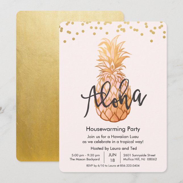 Invitation du parti Hawaiian Aloha Luau (Devant / Derrière)