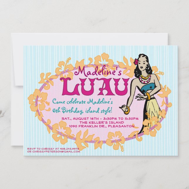 Invitation du parti Hula Luau (Devant)